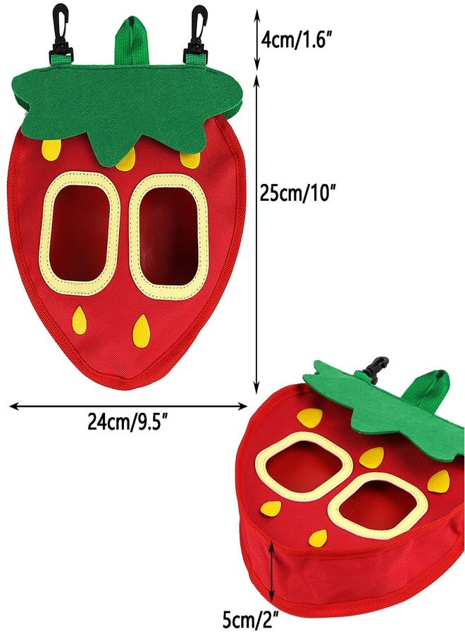 GKYZBB Rabbit Hay Feeder Bag for Cage Guinea Pig Timothy Hay Dispenser Storage Manger Hanging Large Less Waste for Bunny (Strawberry) - Image 2